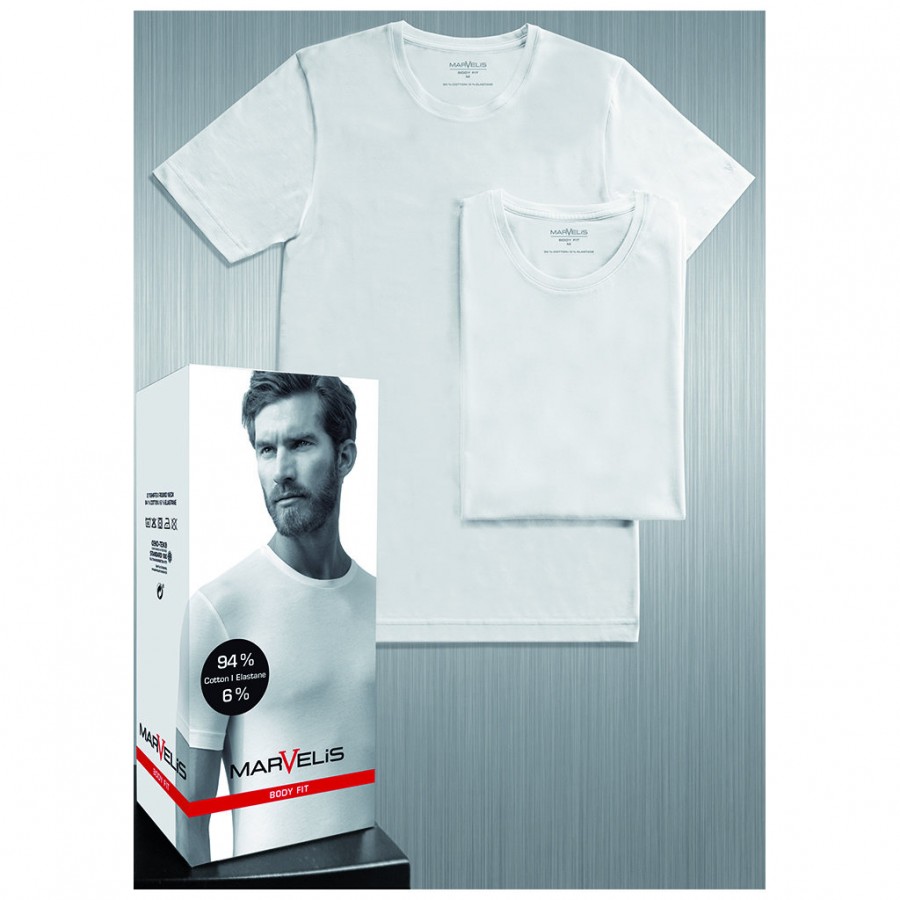 Afbeelding van 2822 Body Fit O-Neck 00 White T-Shirt O-Neck MarVelis