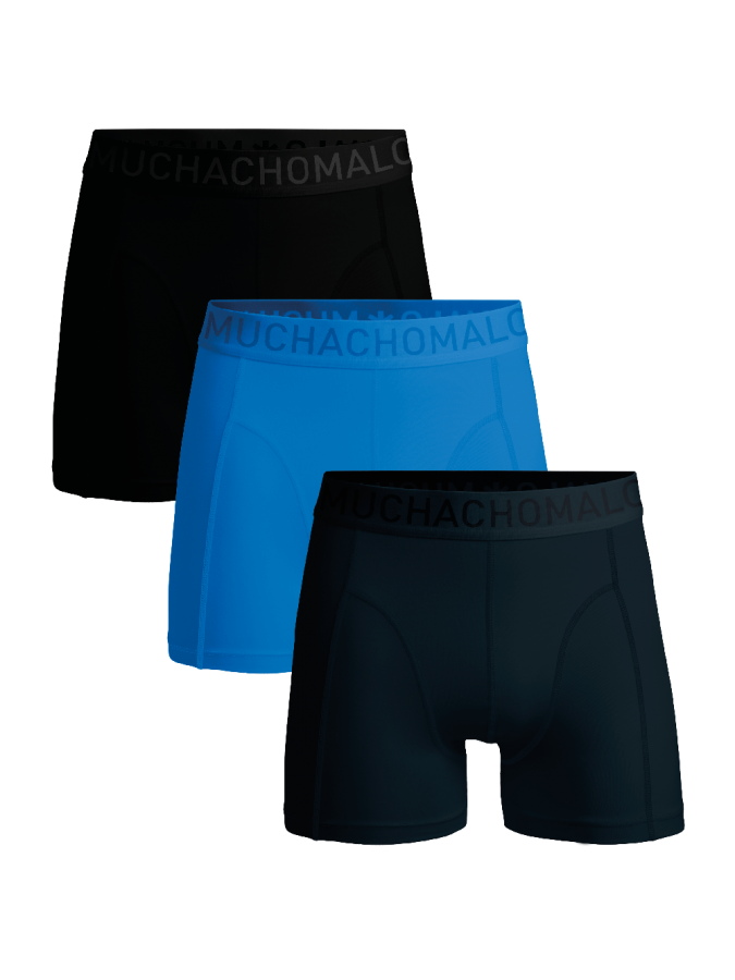 Afbeelding van Men 3-Pack Boxer Shorts Microfiber Black/Blue - Heren Boxers - Muchachomalo