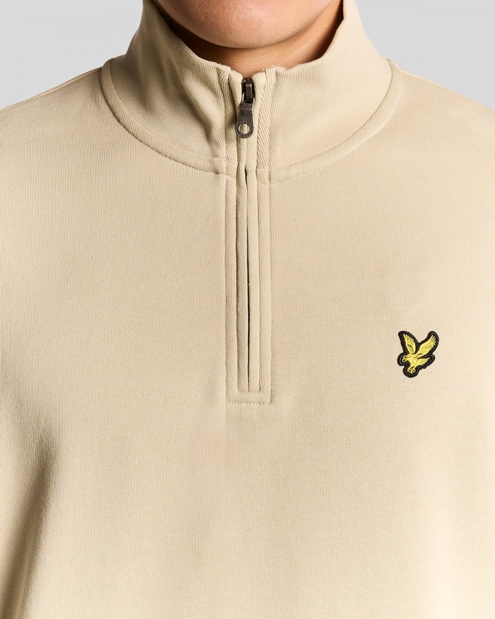 Afbeelding van ML2022V Loopback Quarter Zip Grey Taupe - Heren Half Zip - Lyle & Scott