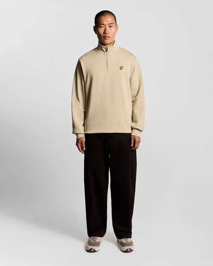 Afbeelding van ML2022V Loopback Quarter Zip Grey Taupe - Heren Half Zip - Lyle & Scott