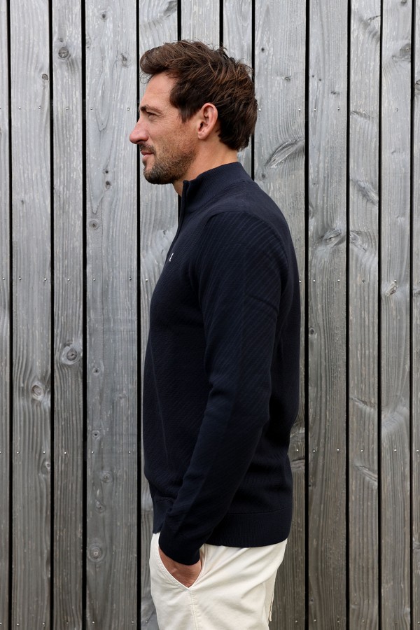 Afbeelding van 2501080802 - Crossed - Half Zip - 319 - Dark Navy - Heren - Trui - Kultivate