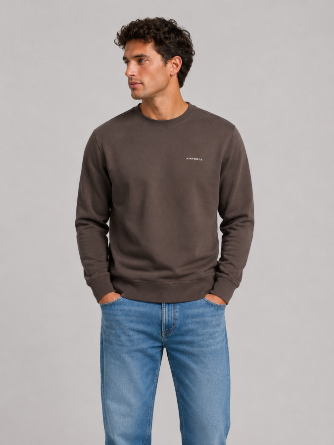Afbeelding van GEM1178 Dark Coffee White - Sweater - Airforce